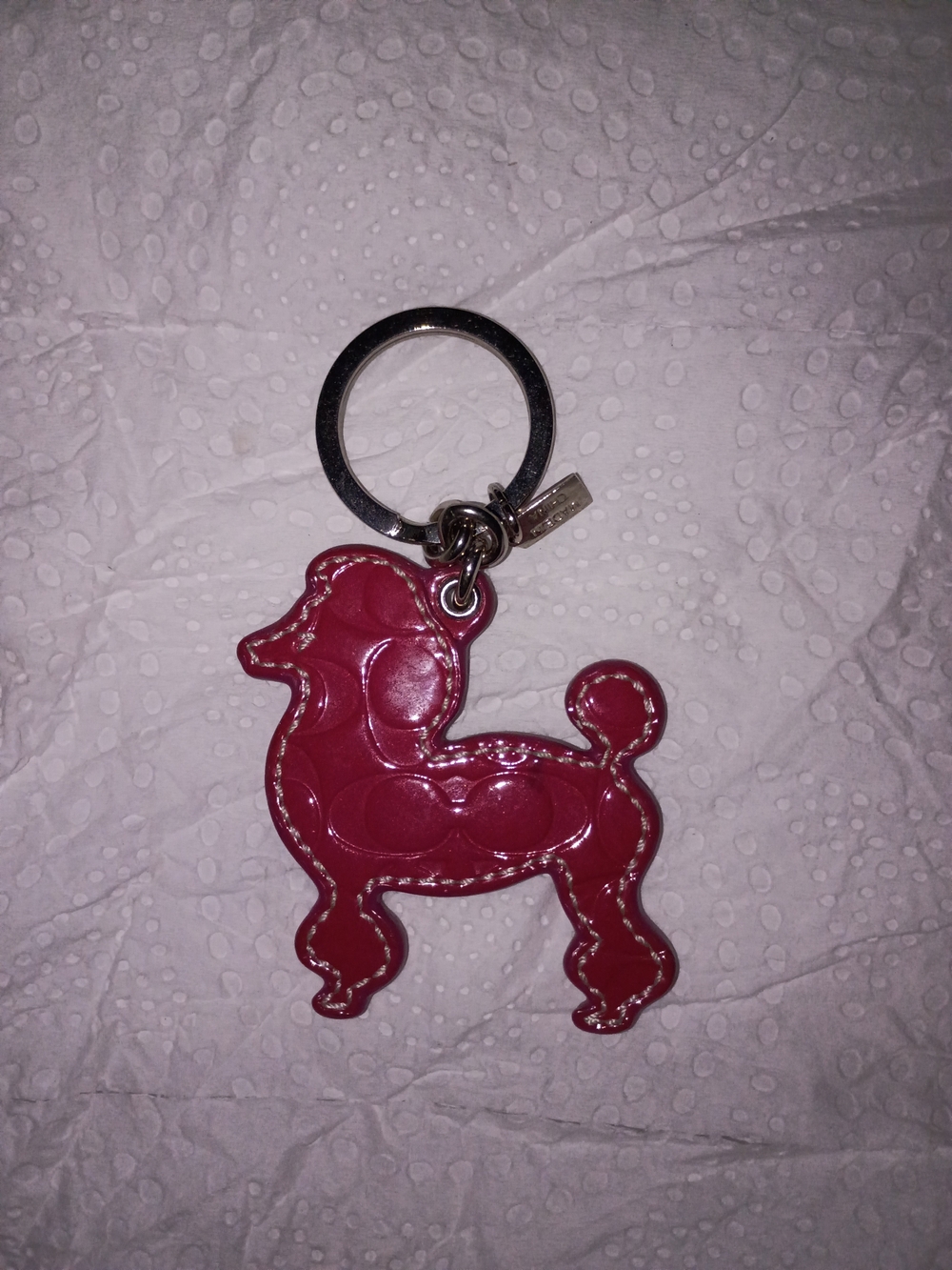 Coach Y2K Pink Patent Leather Poodle Keychain Bag Charm